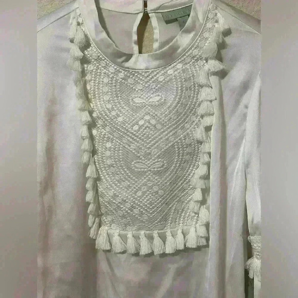 Ryegrass Ivory Tassel Boho Victorian Blouse Large NWT Love Bowery Poplin - Picture 4 of 11
